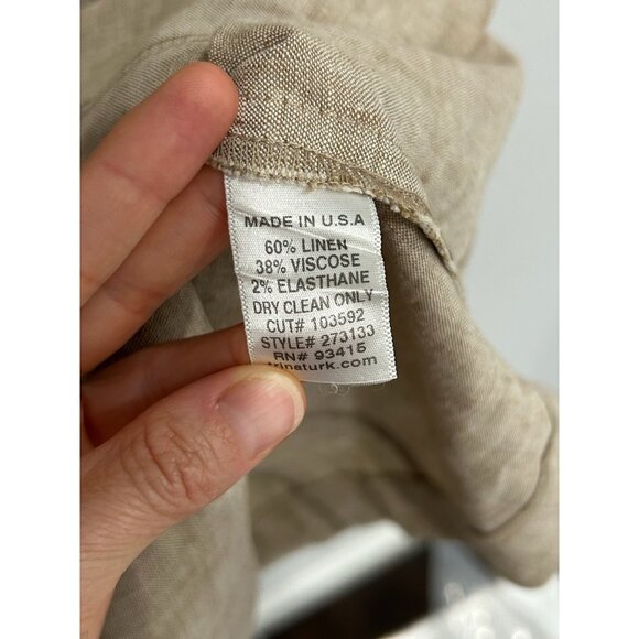 Trina Turk Beige Linen Blend Short Sleeve Lace-Up Front Utility Dress Sz 2 - Picture 6 of 10